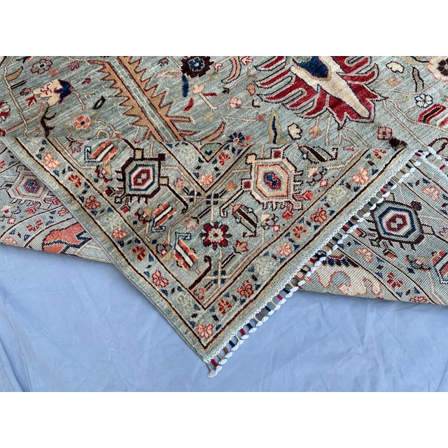 Hand-Knotted Afghan Serapi Heriz Style Wool Area Rug - 7'11" X 10'0" For Sale - Image 14 of 14