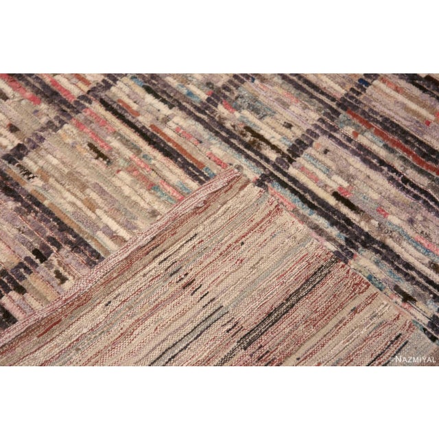 Modern Geometric Grid Design Wool Pile Handmade Contemporary Area Rug For Sale In New York - Image 6 of 6