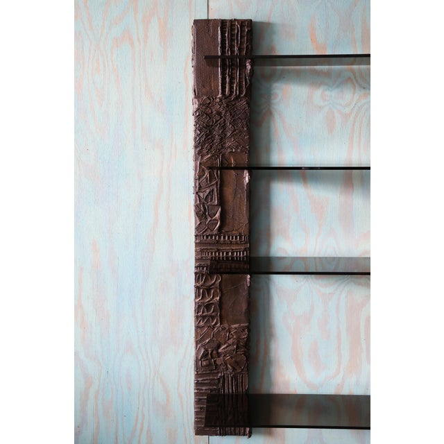 1970s Paul Evans Pe71 Bronzed Resin and Glass Floating Bookshelf Wall Unit C. 1970s For Sale - Image 5 of 16