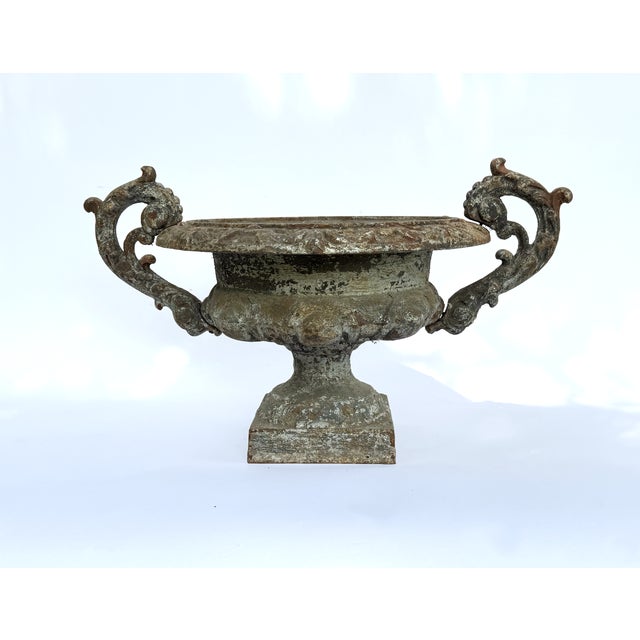 Mid 19th Century Pair of Chambord Cast Iron Urns With Weathered Patina, Circa 1850 For Sale - Image 5 of 5