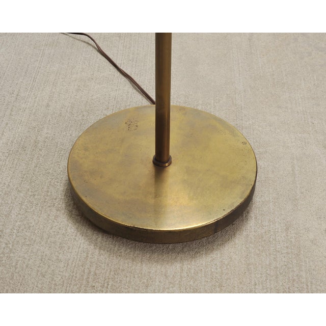 Mid-Century Patinated Brass Adjustable Pharmacy Floor Lamp For Sale - Image 15 of 16