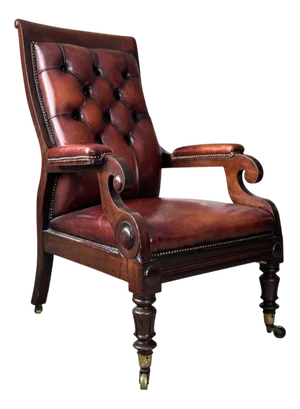 19th Century William Iv Period Mahogany & Leather Library Armchair, 1835