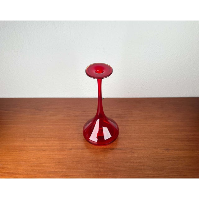 Red Vintage German Red Glass Solifleur Vase by Cari Zalloni for WMF, 1970s For Sale - Image 8 of 16