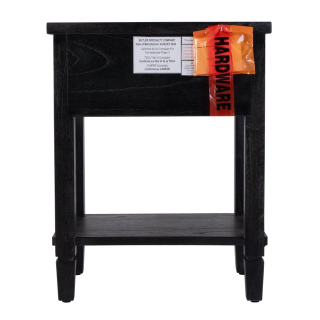 Flagstaff 20 in. W Rectangular Cane and Wood 1 Drawer Nightstand with Lower Open Shelf, Washed Black For Sale - Image 9 of 11
