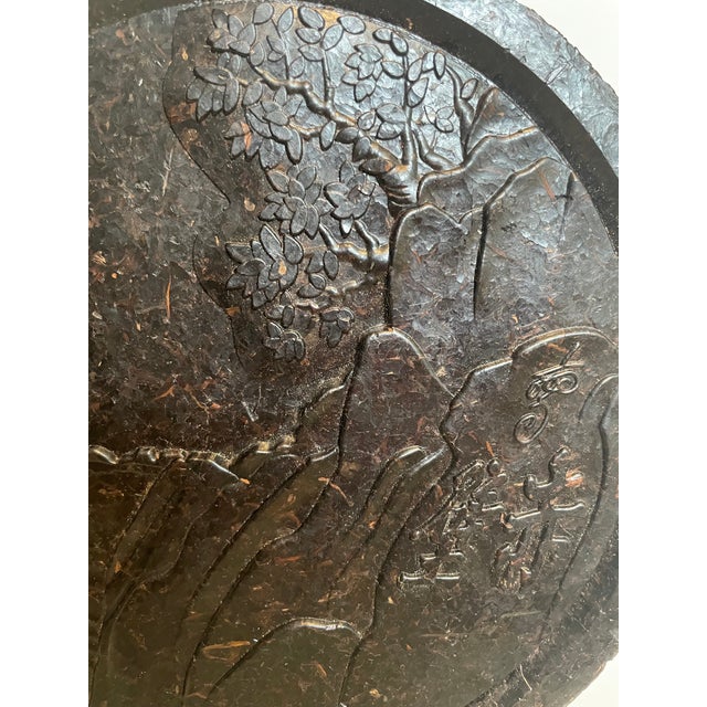 Vintage 2011 Yang Lou Dong Aged Dark Tea Brick Plaque - Relief Carved Red Cliff Scene For Sale - Image 4 of 12