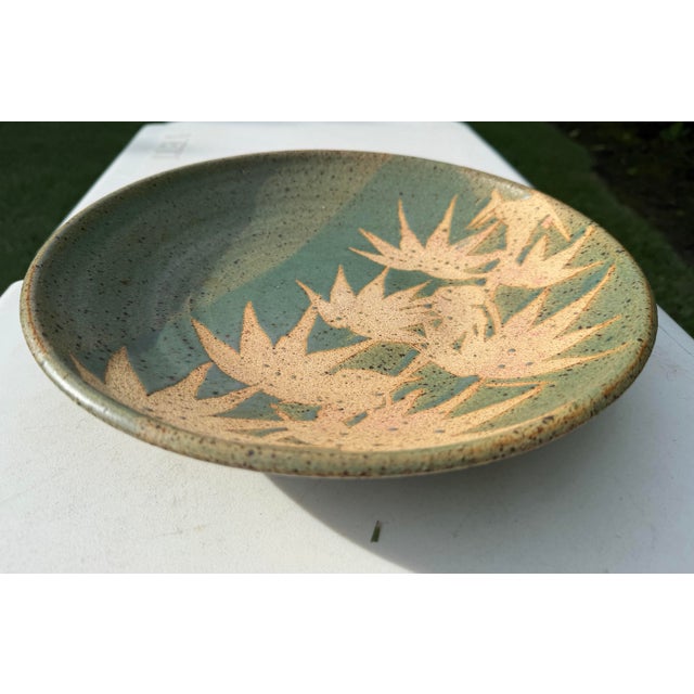 Ceramic Signed Contemporary Studio Pottery Stoneware Bowl With Bird of Paradise Motif For Sale - Image 7 of 10