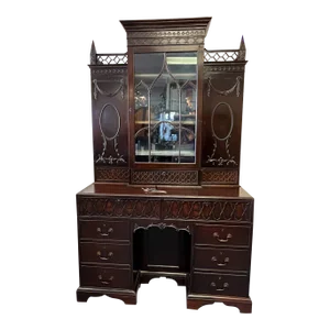19th Century English Mahogany Gothic Bookcase With Blind Doors & Locks