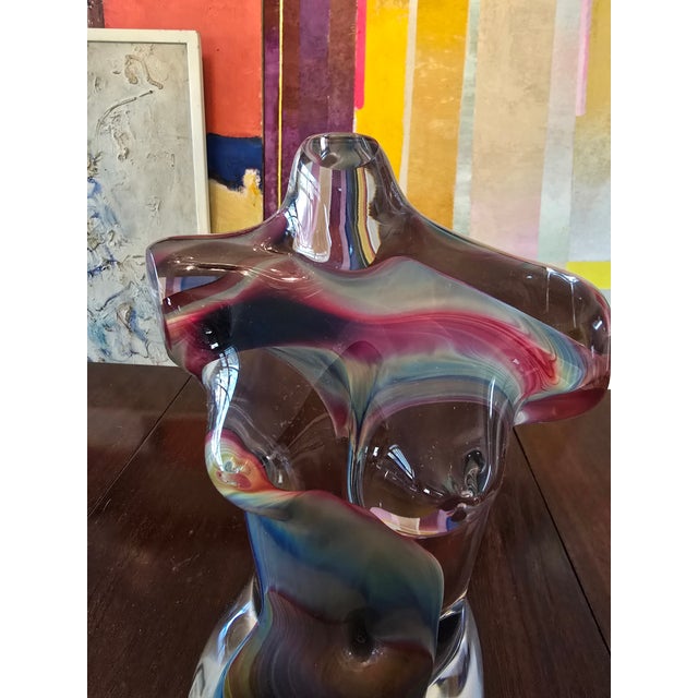Abstract 1970s Vintage Murano Italy Signed Torso Sculpture For Sale - Image 3 of 12