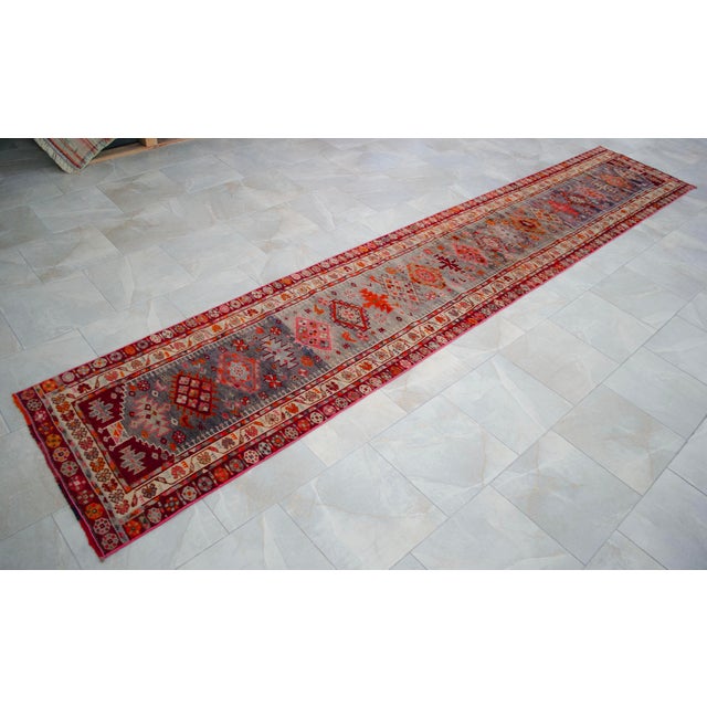 1960s Kurdish Extra Long Runner Herki Hand-Knotted Distressed Rug For Sale - Image 6 of 18