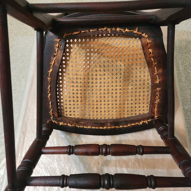 Antique Eastlake Victorian Side or Desk Chair With Caned Seat For Sale - Image 9 of 10