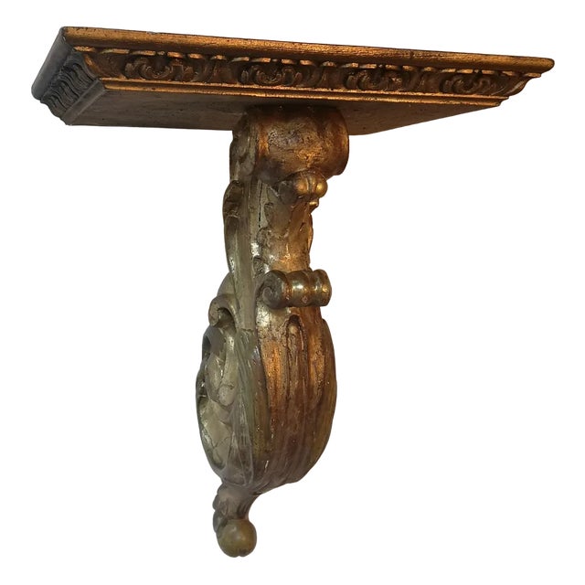 Large Baroque Giltwood Wall Brackets Shelf, Set of 2 For Sale