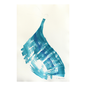 The Cyan Dress 4 - Minimalist Feminine Figurative Ink Painting on Paper Original Artwork by Bettina Mauel