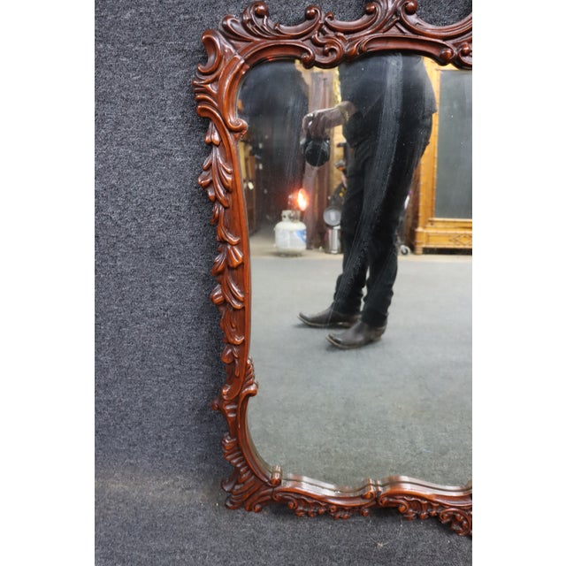 Mid 20th Century Chippendale Style Carved Mahogany Mirror For Sale - Image 5 of 7