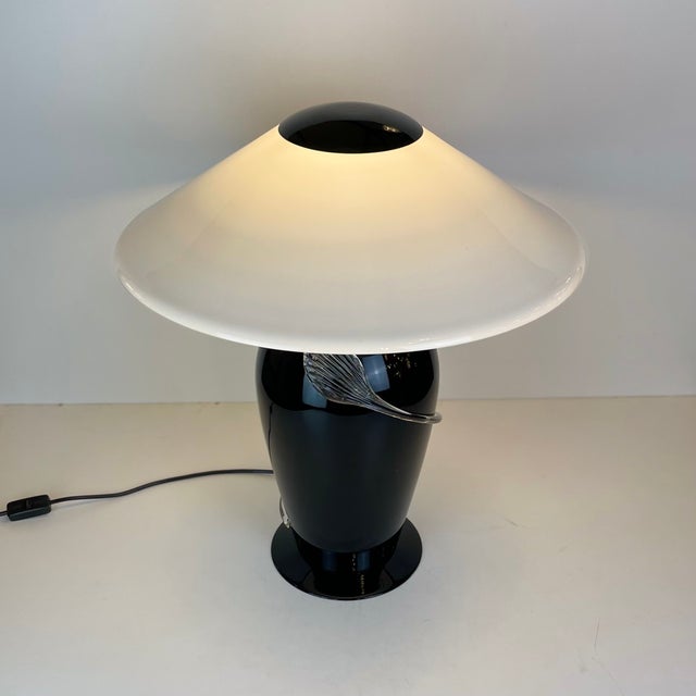 Black & White Murano Table Lamp, 1980s For Sale - Image 10 of 15