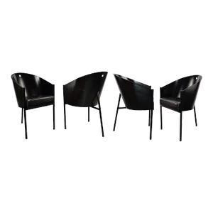 Set of 4 Costes Driade Aleph Black Arm Chairs by Philippe Starck