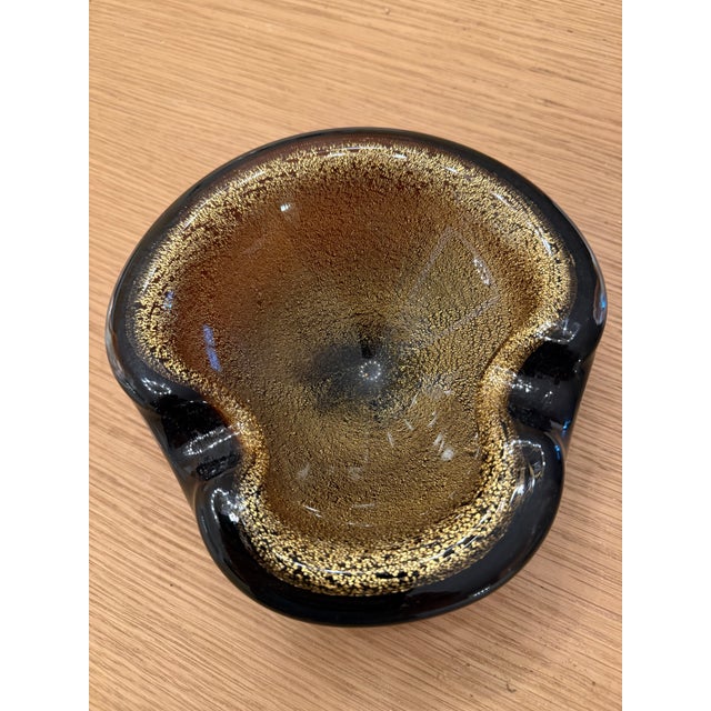 Mid-Century Modern 1970s Mid-Century Gold & Brown Italian Glass Bowl For Sale - Image 3 of 5