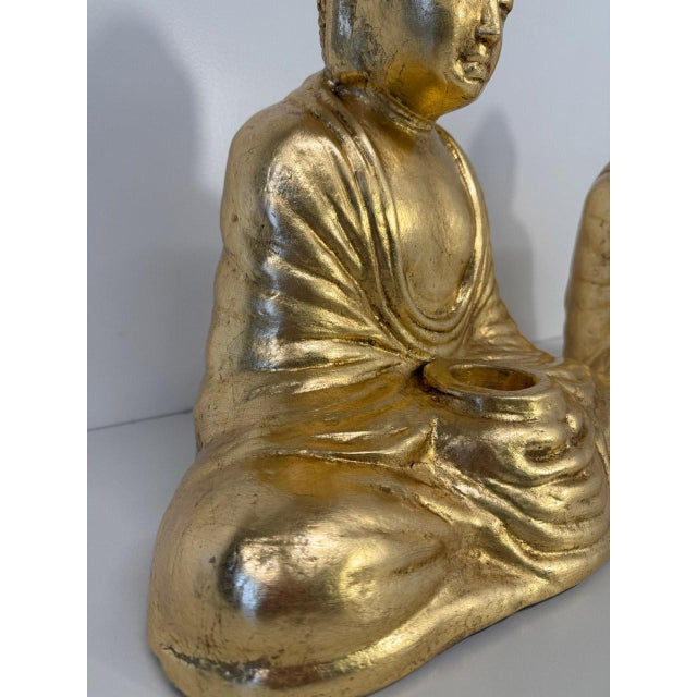 Ceramic Southeast Asian Artist, Buddha Sculptures, 20th Century, Gilt Terracotta, Set of 2 For Sale - Image 7 of 14