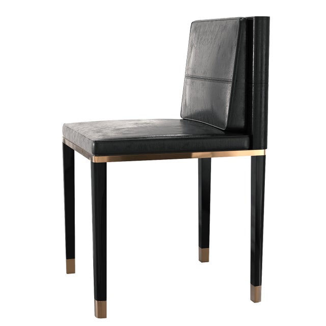 Black "Sabbia" Chair With Bronze and Tailor Made Leather For Sale - Image 8 of 12