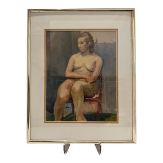 Early 20th Century William Oberman Original Oil on Canvas Nude Figure Study Framed Artist Estate For Sale