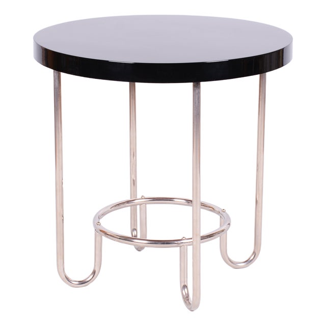 Czech Bauhaus Round Table in Chrome attributed to Slezák Factories, 1920s For Sale