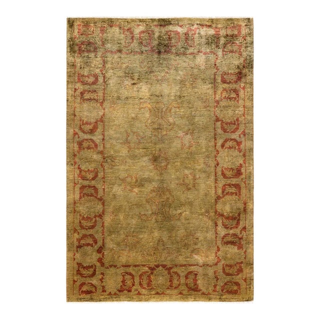 Vibrance Hand Knotted Area Rug, Green - 6' 1" x 8' 2" For Sale - Image 9 of 9