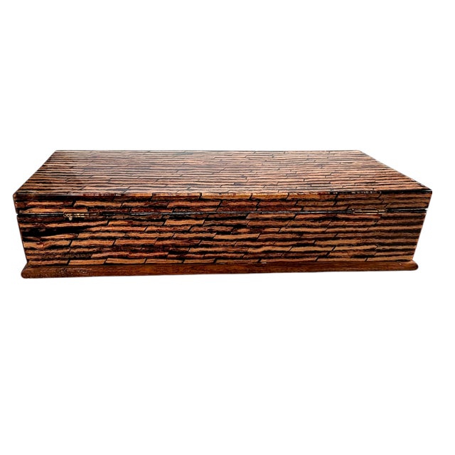 Italian Ethan Allen Inlaid Wood Jewelry Box – 12.5” Lacquered Lidded Watch Storage For Sale - Image 3 of 12