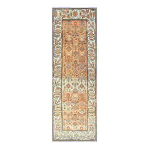 Antique Persian Bakhtiari Runner With Lattice Design in Peach and Ivory Tones 3'7 X 11'2