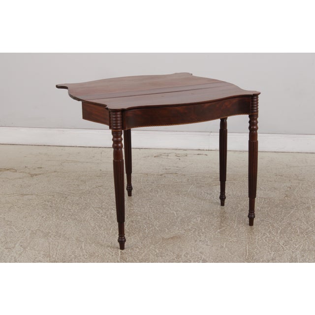 19th Century Antique 19th Century Mahogany Inlaid Flip Top Game Table For Sale - Image 5 of 16