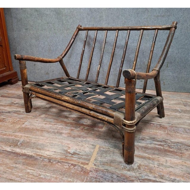 Small Antique Bamboo Sofa, 1890s For Sale - Image 4 of 7