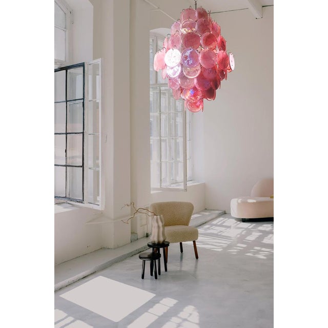 Pink Vintage Italian Murano Chandeliers, 2000s, Set of 2 For Sale - Image 8 of 17