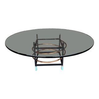 Leon Rosen for Pace Collection Copper and Glass Coffee Table For Sale