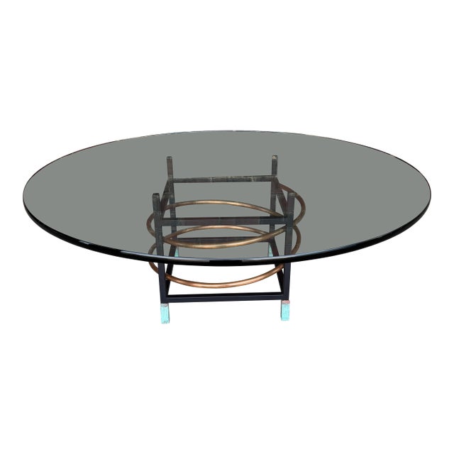 Leon Rosen for Pace Collection Copper and Glass Coffee Table For Sale