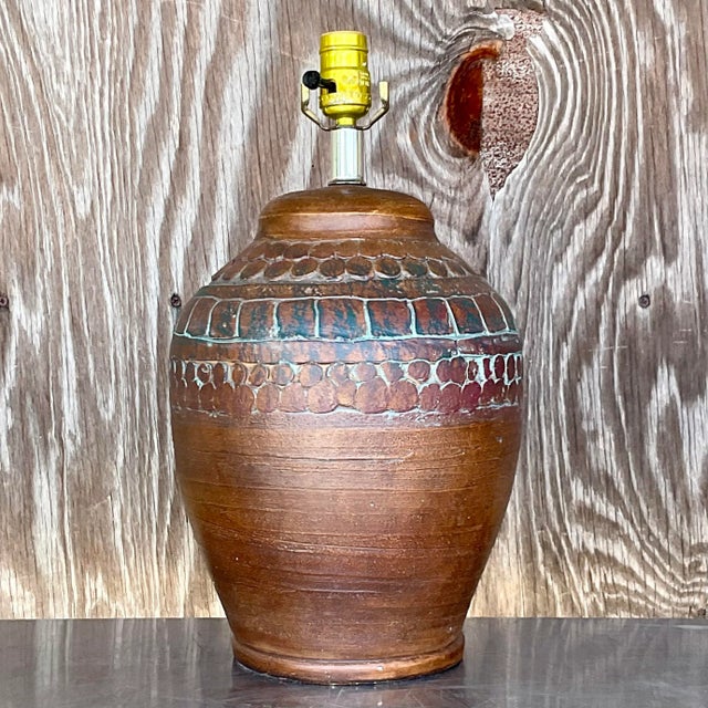 Vintage Boho Ceramic Circles Lamp For Sale In West Palm - Image 6 of 8