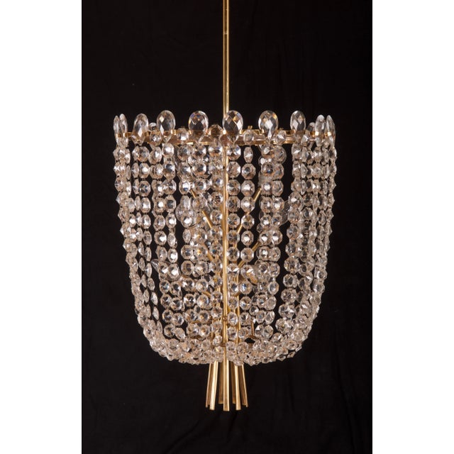 Gold Cut Crystal Rondino Chandelier by J.T. Kalmar, 1950s For Sale - Image 8 of 18