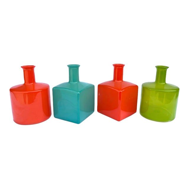 1960s Vintage Multi Color Cased Bud Vases Set of 4 For Sale