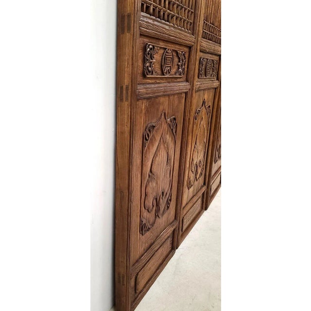 Antique Chinese Temple Doors Panels Screens Wall Art - Set of 4 For Sale In Miami - Image 6 of 13