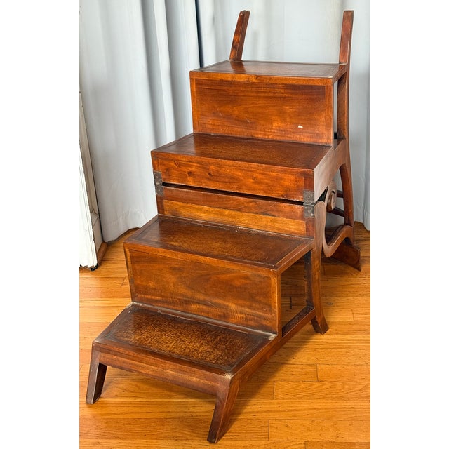 Chestnut 1980s Regency Mahogany and Cane Metamorphic Chair to Steps For Sale - Image 8 of 16
