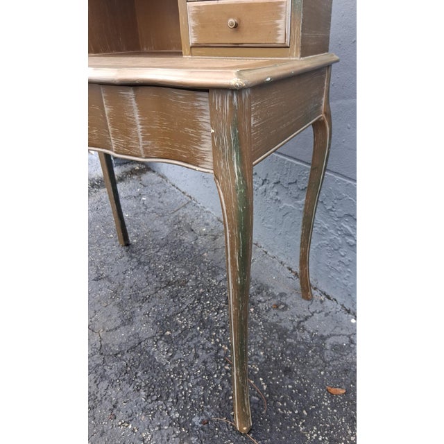 1950's French Provincial Ladies Writing Desk - Gold Finish For Sale - Image 9 of 12