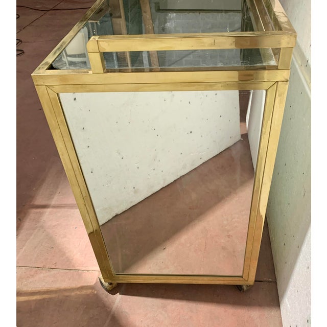 20th-Century Rolling Bar in Brass with Mirrored Front, 1970s For Sale - Image 9 of 13