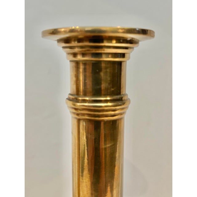 Vintage Wildwood Imports Neoclassical Fluted Column Cast Brass Candlestick Holders - A Pair For Sale In New Orleans - Image 6 of 9