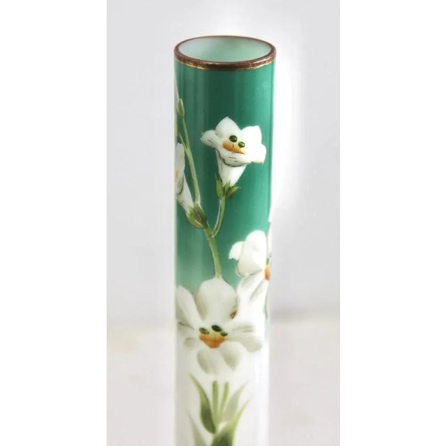 Art Nouveau Hand-Painted Opaline Glass Vases, France, 1920s, Set of 2 For Sale - Image 3 of 10