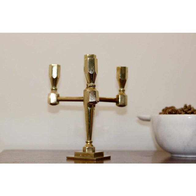 Swedish Four-Arm Brass Candleholder from Gusum For Sale - Image 9 of 9