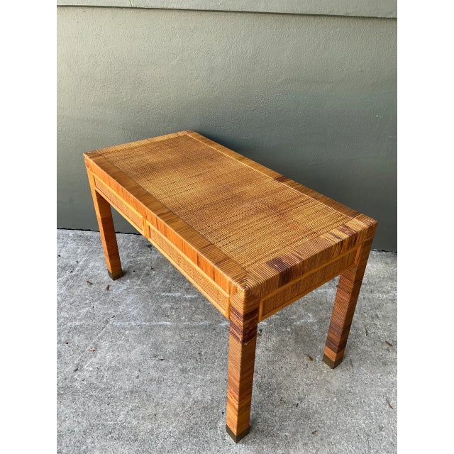 Bielecky Brothers Vintage Rattan Writing Desk After Bielecky Brothers For Sale - Image 4 of 12