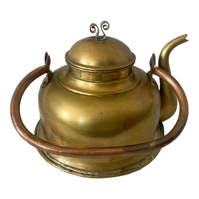 Vintage European Brass Tea Kettle For Sale