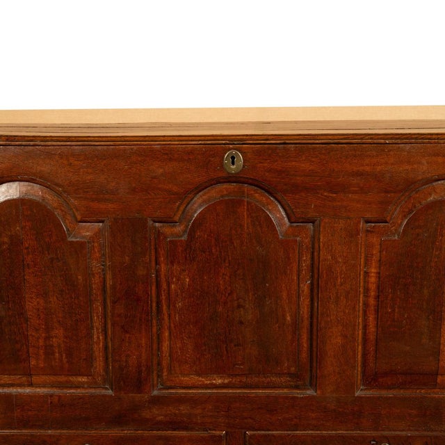 Antique 18th Century Georgian Paneled Lift Up Lid Oak Mule Chest Coffer 1760 For Sale - Image 13 of 14