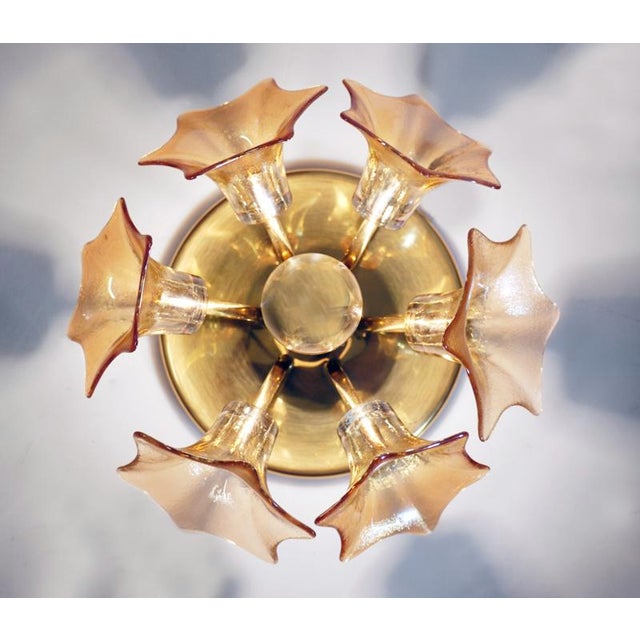 Gold German Murano Glass and Brass Ceiling Lamp by Josef Simon & Josef Schelle for SiSche, 1960s For Sale - Image 8 of 8