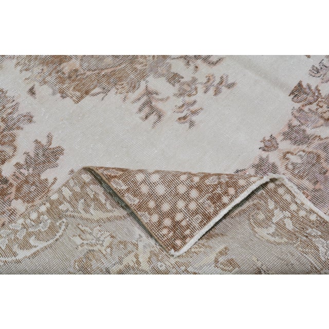 Vintage Turkish Hand Knotted Whitewash Organic Wool Fine Weave Rug,5'3"x9'3" For Sale In New York - Image 6 of 7