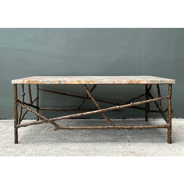 Vintage Faux Bois Marble Top Coffee Table For Sale - Image 13 of 18