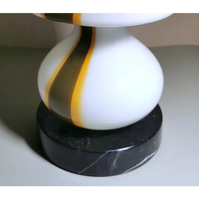 Carlo Moretti Style Space Age Lamp From Murano in Opaline Glass and Marble Base For Sale - Image 10 of 13