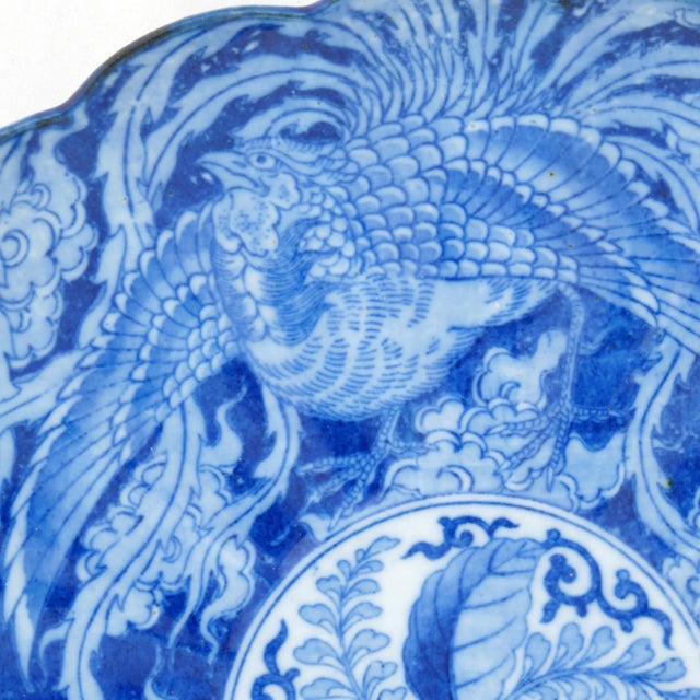 Japanese Antique Japanese Dragon Phoenix Transferware Plate Circa 1900 For Sale - Image 3 of 12